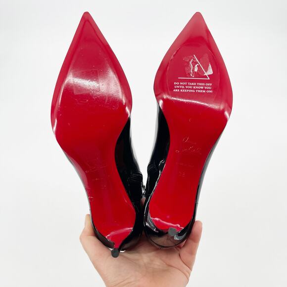 Christian Louboutin Black Patent Leather Sporty Kate Booty 85 Ankle Boots EU 38 - Picture 10 of 13